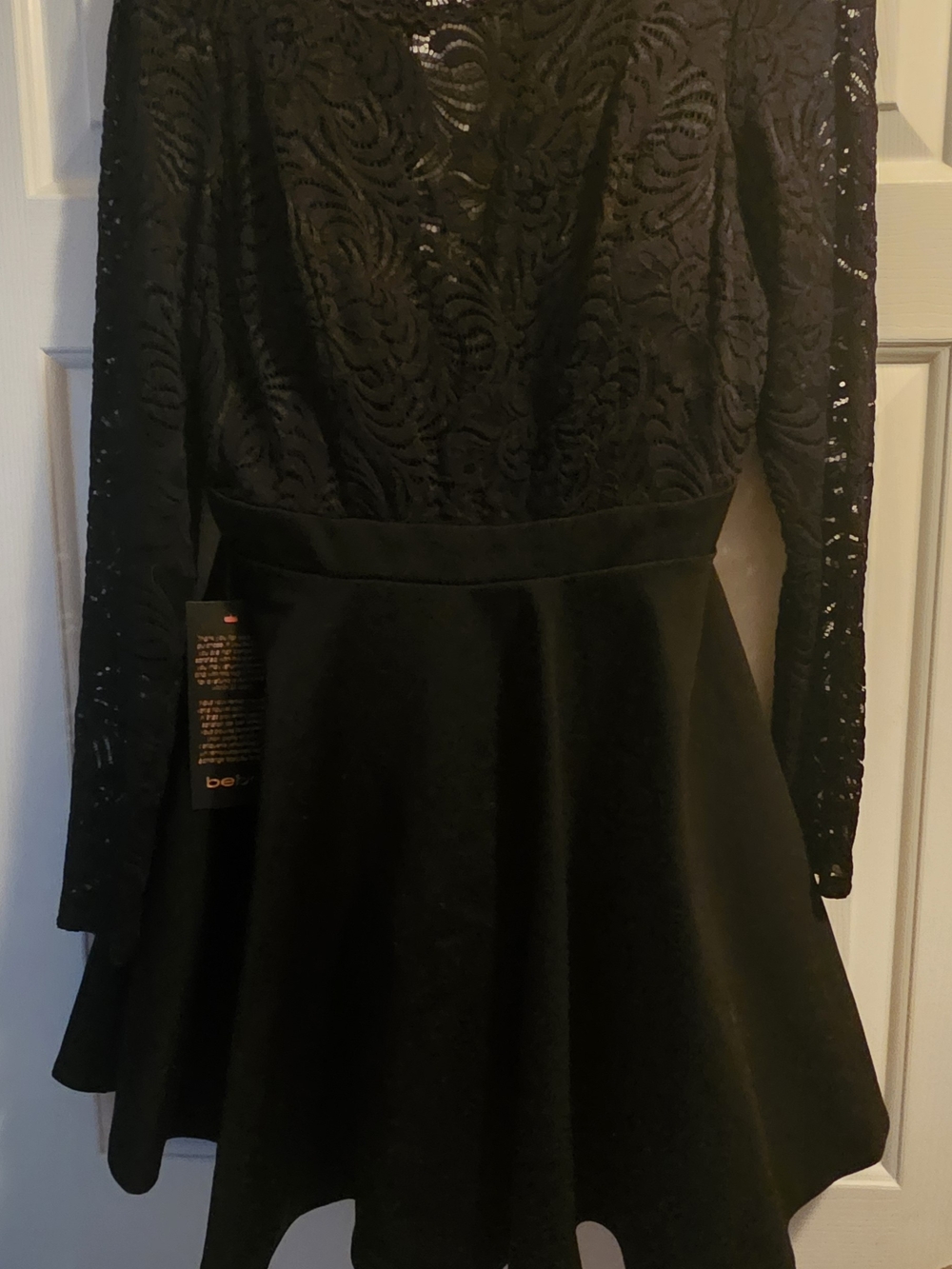Bebe Black Lace Long Sleeve Dress